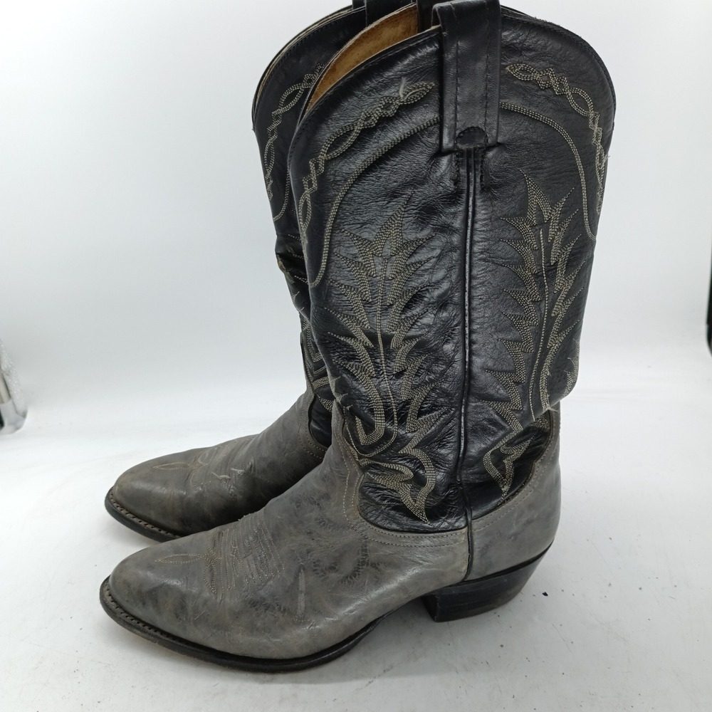 Tony Lama Mens 6700 Black Grey Leather Western Cowboy Boots Size 9 D USA   s3